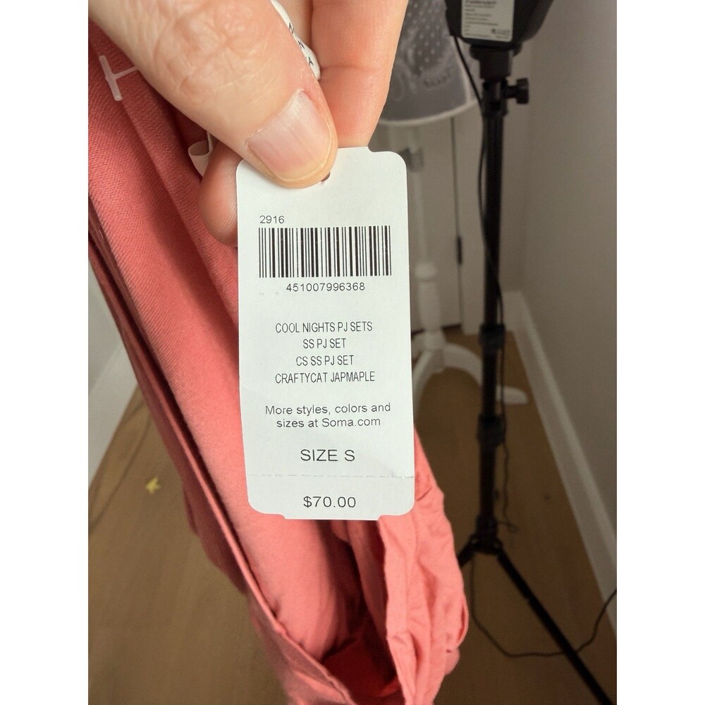 Soma Cool Nights Sleep Top Size Small S Peach Soft Bamboo Feel Surplice NWT $70 - Picture 3 of 6